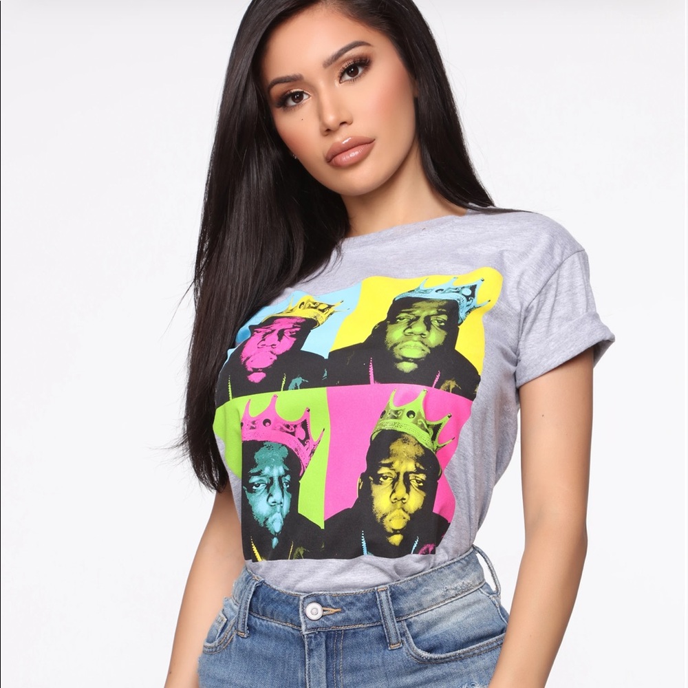 Fashion Nova Notorious BIG Biggie Smalls Graphic Tee T-Shirt Pop Art Size M - Picture 2 of 4